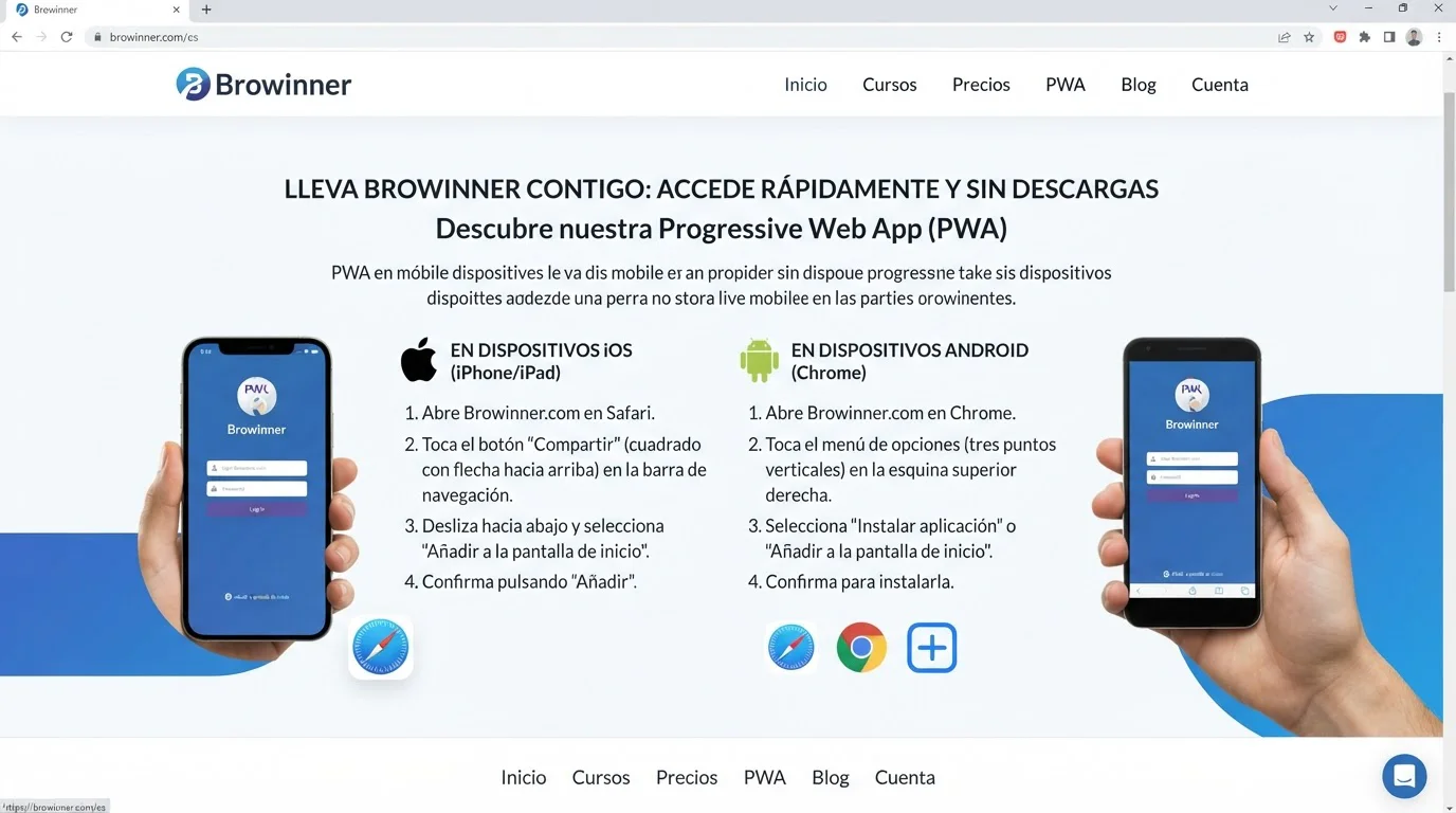 App PWA de Browinner Casino para iPhone y Android: instrucciones de instalación