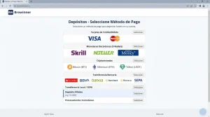 Métodos de depósito en Browinner Casino: Visa, Mastercard, Skrill, Neteller y cripto
