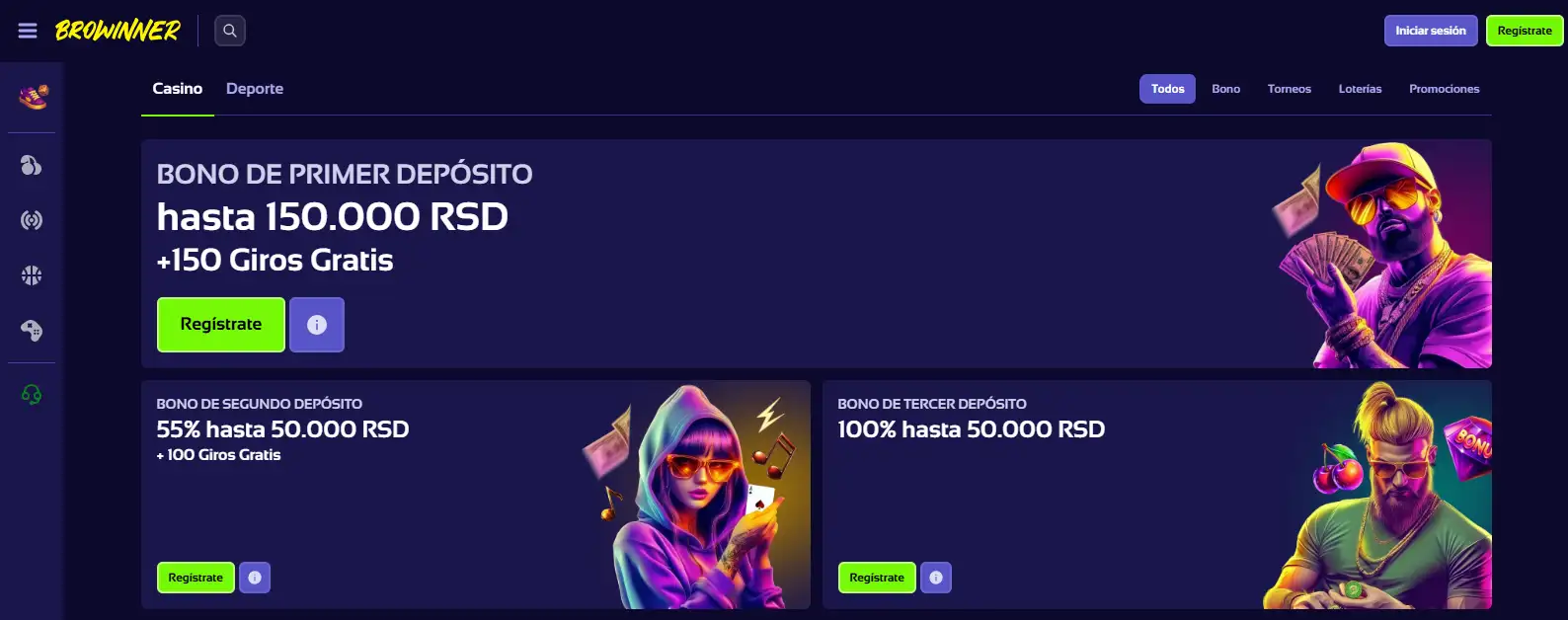 Bono de bienvenida de Browinner Casino: primer depósito y giros gratis